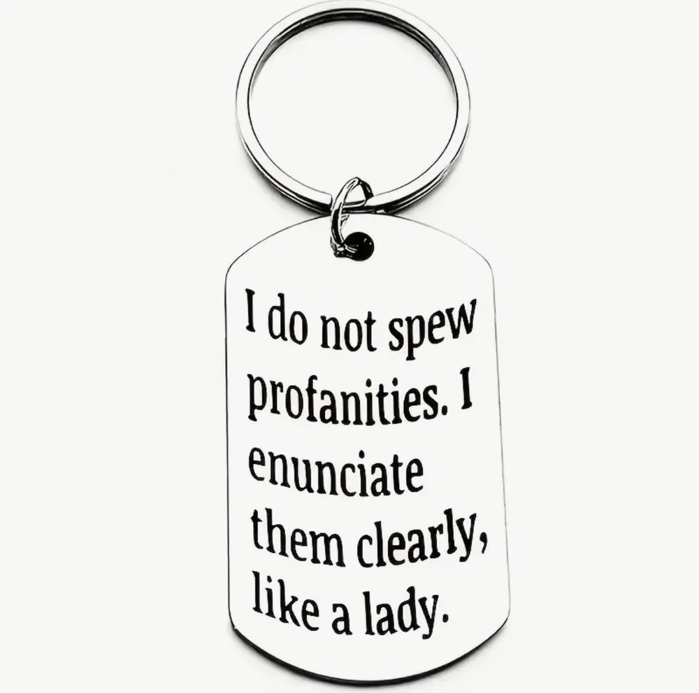 3/$25 I Do Not Spew Profanities I Enunciate Them Clearly Stainless Keychain NEW